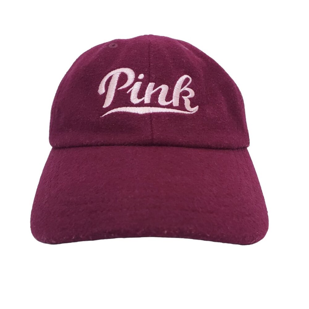 Victoria's Secret PINK Wool Blend Logo Strap Back Cap Hat